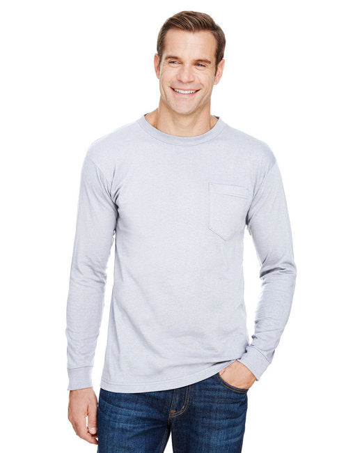 BA3055 Bayside Unisex Union-Made Long-Sleeve Pocket Crew T-Shirt