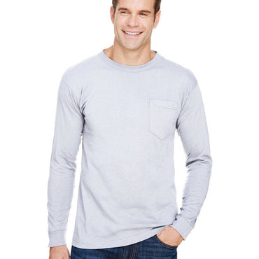 BA3055 Bayside Unisex Union-Made Long-Sleeve Pocket Crew T-Shirt