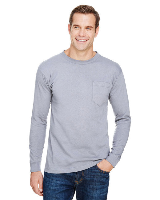 BA3055 Bayside Unisex Union-Made Long-Sleeve Pocket Crew T-Shirt