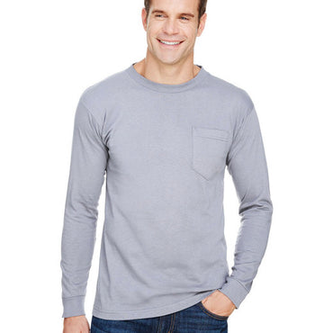 BA3055 Bayside Unisex Union-Made Long-Sleeve Pocket Crew T-Shirt