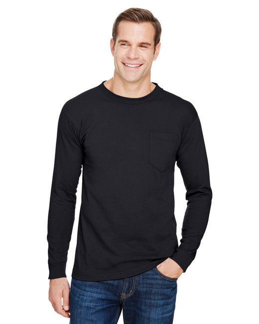 BA3055 Bayside Unisex Union-Made Long-Sleeve Pocket Crew T-Shirt