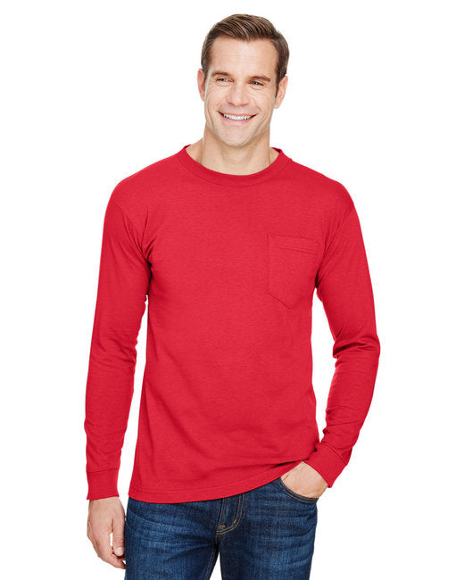 BA3055 Bayside Unisex Union-Made Long-Sleeve Pocket Crew T-Shirt