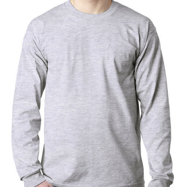 BA8100 Bayside Adult 6.1 oz., 100% Cotton Long Sleeve Pocket T-Shirt