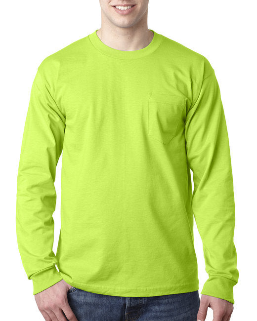 BA8100 Bayside Adult 6.1 oz., 100% Cotton Long Sleeve Pocket T-Shirt