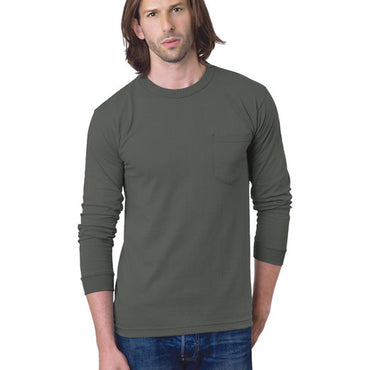 BA8100 Bayside Adult 6.1 oz., 100% Cotton Long Sleeve Pocket T-Shirt