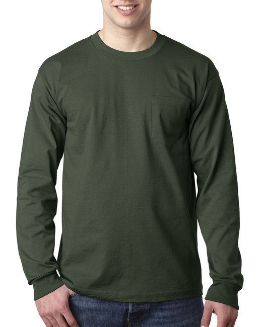 BA8100 Bayside Adult 6.1 oz., 100% Cotton Long Sleeve Pocket T-Shirt