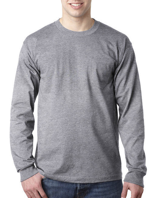 BA8100 Bayside Adult 6.1 oz., 100% Cotton Long Sleeve Pocket T-Shirt