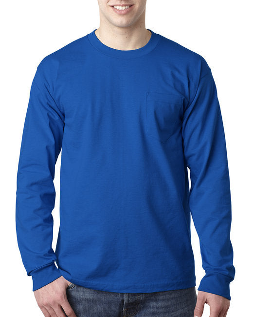 BA8100 Bayside Adult 6.1 oz., 100% Cotton Long Sleeve Pocket T-Shirt