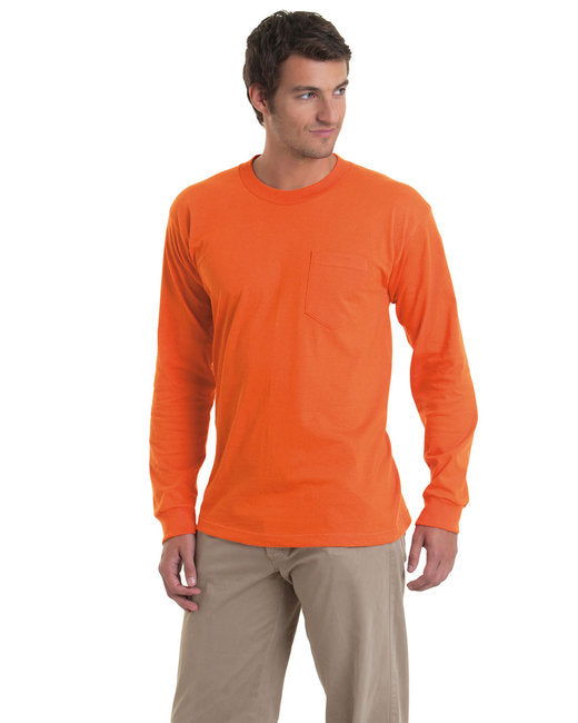 BA8100 Bayside Adult 6.1 oz., 100% Cotton Long Sleeve Pocket T-Shirt