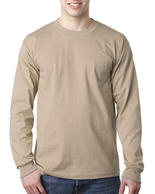 BA8100 Bayside Adult 6.1 oz., 100% Cotton Long Sleeve Pocket T-Shirt