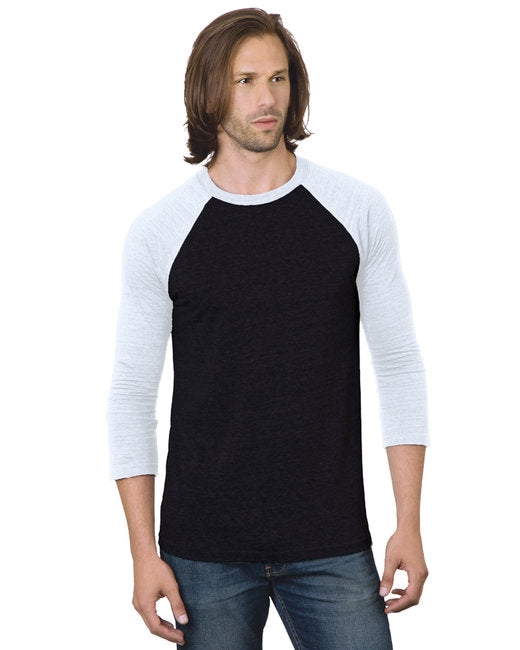 BA9525 Bayside Unisex 4.2 oz., Triblend 3/4-Sleeve Raglan T-Shirt