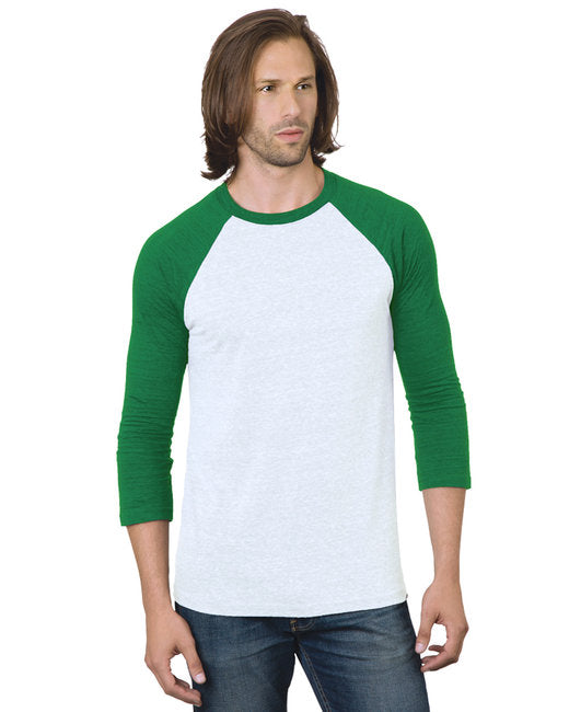 BA9525 Bayside Unisex 4.2 oz., Triblend 3/4-Sleeve Raglan T-Shirt