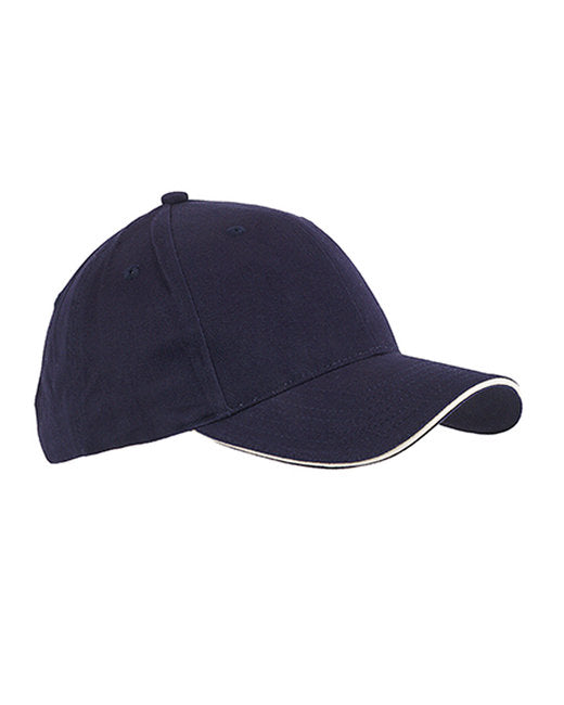 BX004 Big Accessories 6-Panel Twill Sandwich Baseball Cap