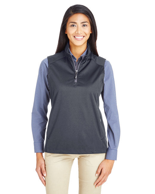 CE709W CORE365 Ladies' Techno Lite Three-Layer Knit Tech-Shell Quarter-Zip Vest