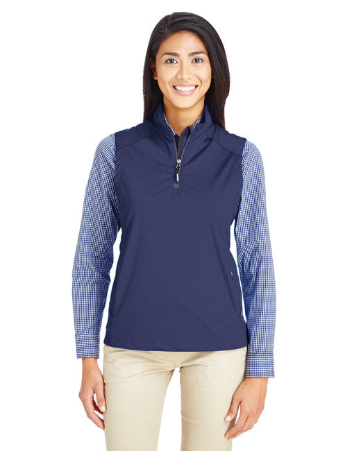 CE709W CORE365 Ladies' Techno Lite Three-Layer Knit Tech-Shell Quarter-Zip Vest