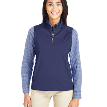 CE709W CORE365 Ladies' Techno Lite Three-Layer Knit Tech-Shell Quarter-Zip Vest