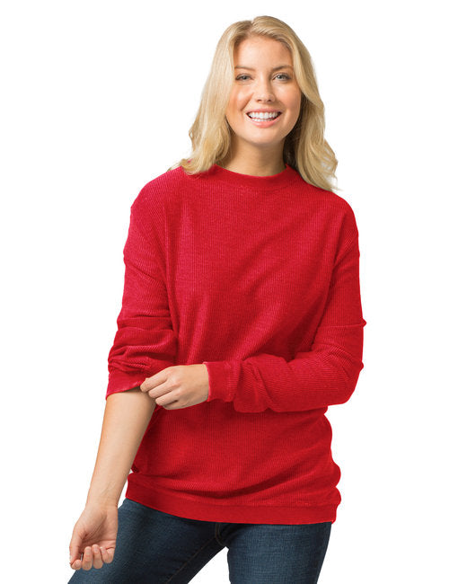 D02 Boxercraft LadiesRally Corduroy Knit Pullover Crew