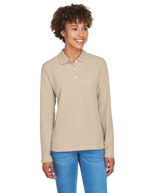 D110W Devon & Jones Ladies' Pima Piqué Long-Sleeve Polo