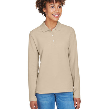 D110W Devon & Jones Ladies' Pima Piqué Long-Sleeve Polo