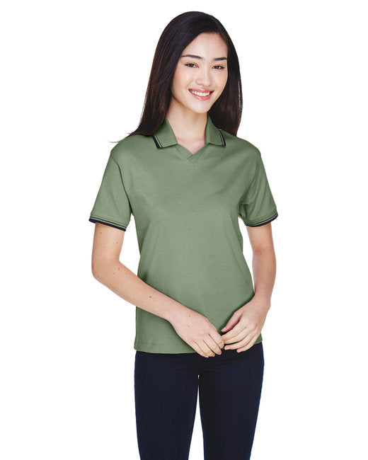 D140W Devon & Jones Ladies' Tipped Perfect Pima Interlock Polo