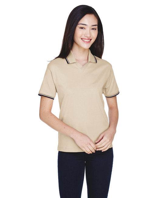 D140W Devon & Jones Ladies' Tipped Perfect Pima Interlock Polo