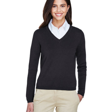 D475W Devon & Jones Ladies' V-Neck Sweater