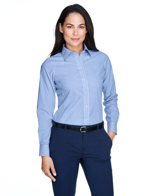 D645W Devon & Jones Ladies' Crown Collection® Banker Stripe Woven Shirt