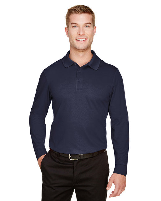 DG20L Devon & Jones CrownLux Performance® Men's Plaited Long Sleeve Polo