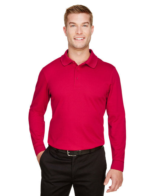 DG20L Devon & Jones CrownLux Performance® Men's Plaited Long Sleeve Polo