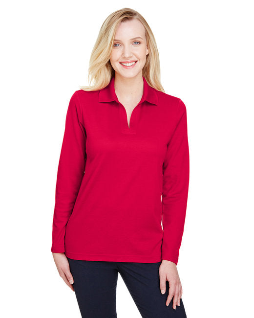 DG20LW Devon & Jones CrownLux Performance® Ladies' Plaited Long Sleeve Polo