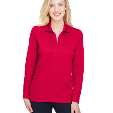 DG20LW Devon & Jones CrownLux Performance® Ladies' Plaited Long Sleeve Polo