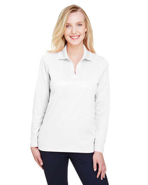 DG20LW Devon & Jones CrownLux Performance® Ladies' Plaited Long Sleeve Polo