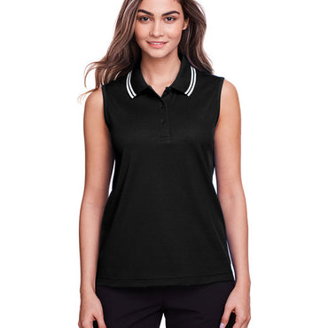 DG20SW Devon & Jones CrownLux Performance® Ladies' Plaited Tipped Sleeveless Polo