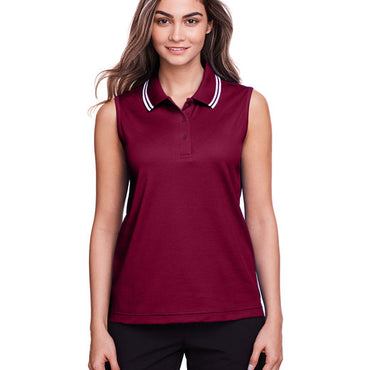 DG20SW Devon & Jones CrownLux Performance® Ladies' Plaited Tipped Sleeveless Polo