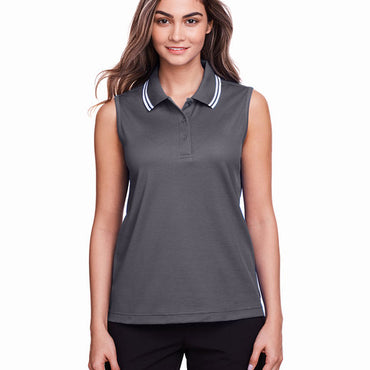 DG20SW Devon & Jones CrownLux Performance® Ladies' Plaited Tipped Sleeveless Polo