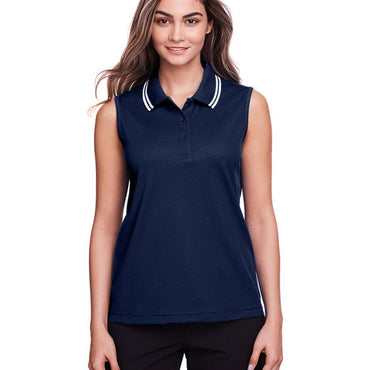 DG20SW Devon & Jones CrownLux Performance® Ladies' Plaited Tipped Sleeveless Polo