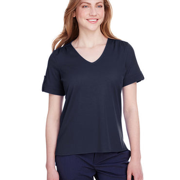 DG20WB Devon & Jones CrownLux Performance® Ladies' Plaited Rolled-Sleeve Top