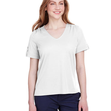 DG20WB Devon & Jones CrownLux Performance® Ladies' Plaited Rolled-Sleeve Top