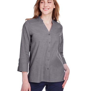 DG562W Devon & Jones Ladies' Crown Collection® Stretch Pinpoint Chambray 3/4 Sleeve Blouse