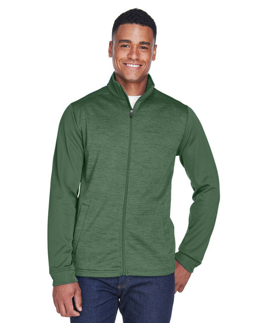 DG796 Devon & Jones Men's Newbury Colorblock Mélange Fleece Full-Zip