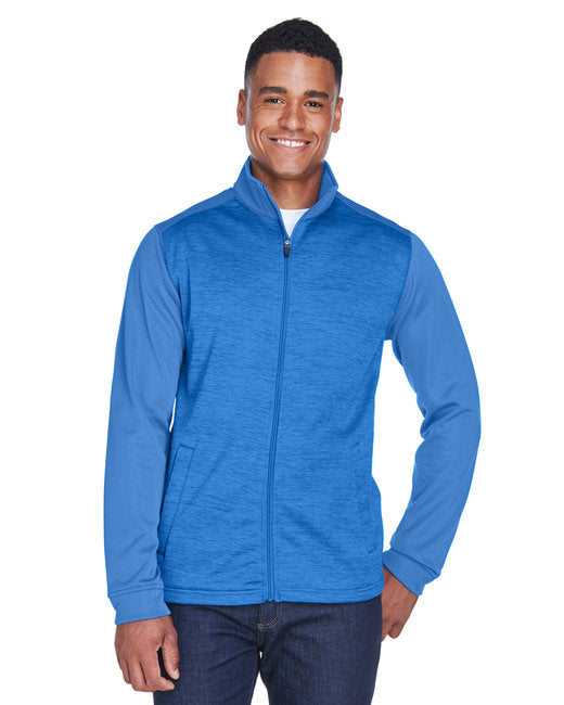 DG796 Devon & Jones Men's Newbury Colorblock Mélange Fleece Full-Zip