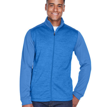 DG796 Devon & Jones Men's Newbury Colorblock Mélange Fleece Full-Zip