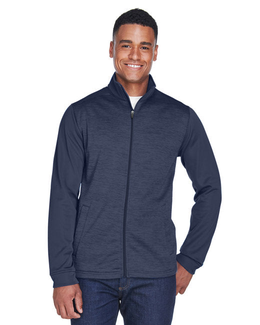 DG796 Devon & Jones Men's Newbury Colorblock Mélange Fleece Full-Zip