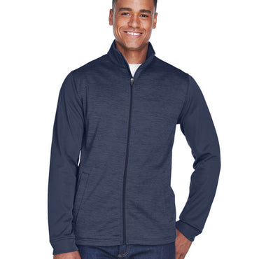 DG796 Devon & Jones Men's Newbury Colorblock Mélange Fleece Full-Zip