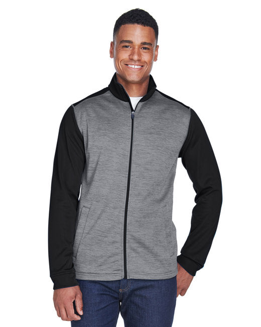 DG796 Devon & Jones Men's Newbury Colorblock Mélange Fleece Full-Zip