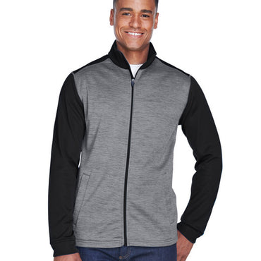 DG796 Devon & Jones Men's Newbury Colorblock Mélange Fleece Full-Zip