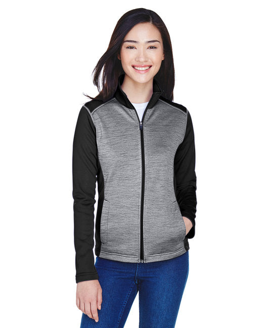 DG796W Devon & Jones Ladies' Newbury Colorblock Mélange Fleece Full-Zip