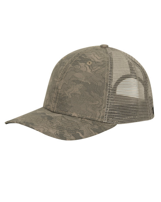 DI3458 Dri Duck Structured Mid Profile Camo Print Trucker Hat