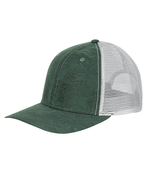 DI3458 Dri Duck Structured Mid Profile Camo Print Trucker Hat