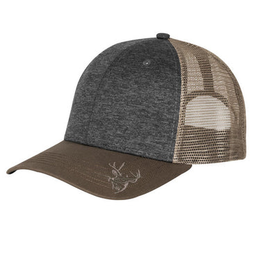 DI3459 Dri Duck Structured Mid Profile Heather Trucker Hat